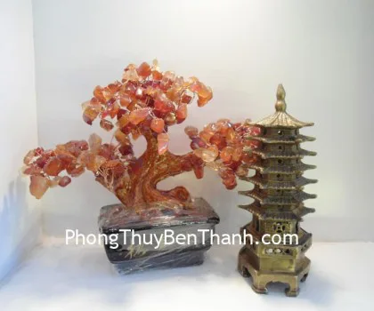 Tháp văn xương thạch anh hồng 9 tầng GM171