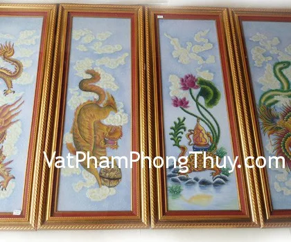 Tứ quý long lân quy phụng 0.3m x 0.9m FTTQ02